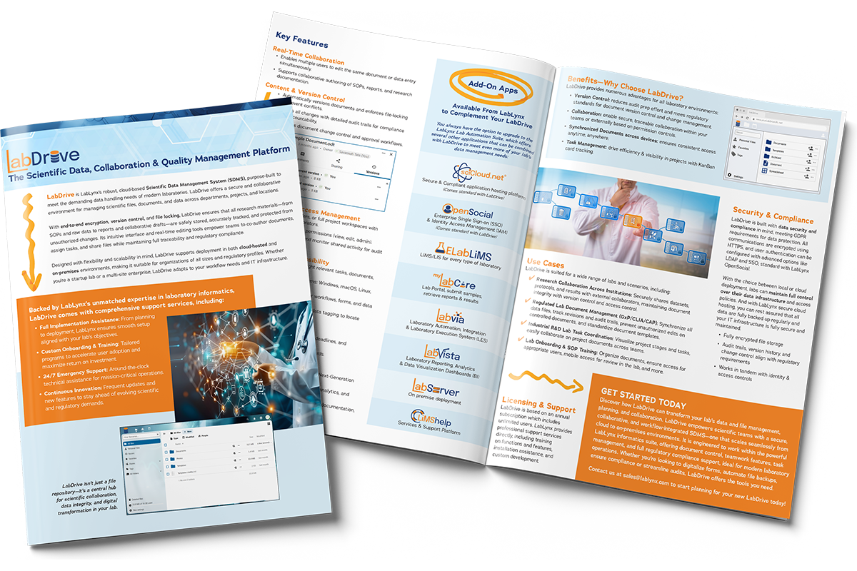 LabDrive SDMS Datasheet – Scientific Data Management & Collaboration | ELabELN Resources