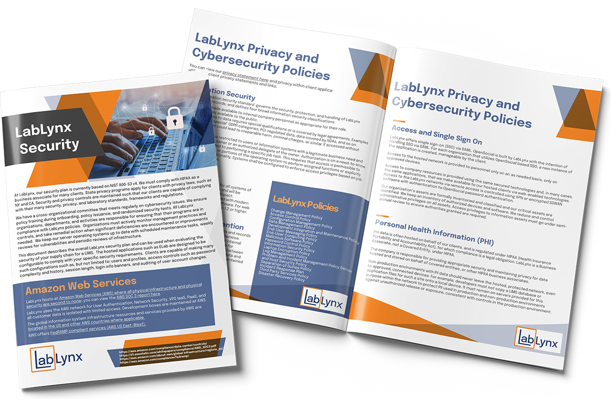 LabLynx Security Brochure – NIST 800-53, HIPAA Compliance & AWS Infrastructure | ELabELN Resources
