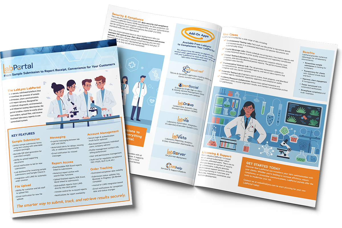 LabPortal Client Portal Datasheet – Secure Sample Submission & Report Delivery | ELabELN Resources